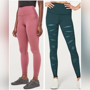 Lululemon Leggings Bundle Align 28" Misty Merlot & Wunder Under Mesh Submarine 6